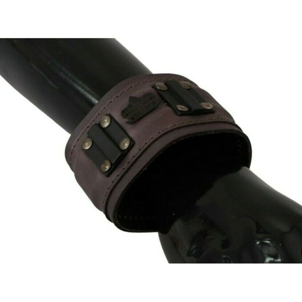 Scervino Street Brown Leather Branded Wide Buckle Closure Women's Bracelet